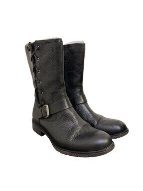 NWB Sofft Leather Lace-Up & Zip Black Boots Size 8